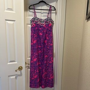 Lilly Pulitzer Bernadetta Maxi Dress Passion Fruit Pink Wild Nights Size 12
